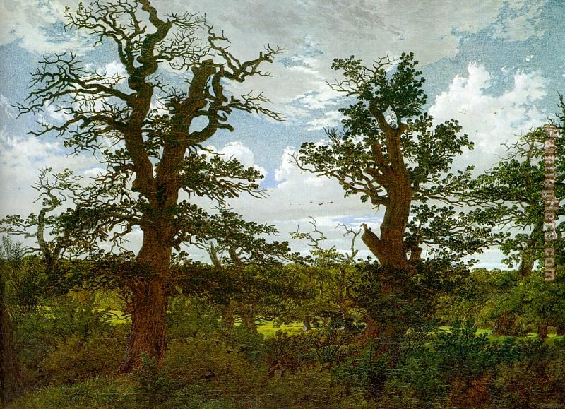 Landscape with Oak Trees and a Hunter painting - Caspar David Friedrich Landscape with Oak Trees and a Hunter art painting